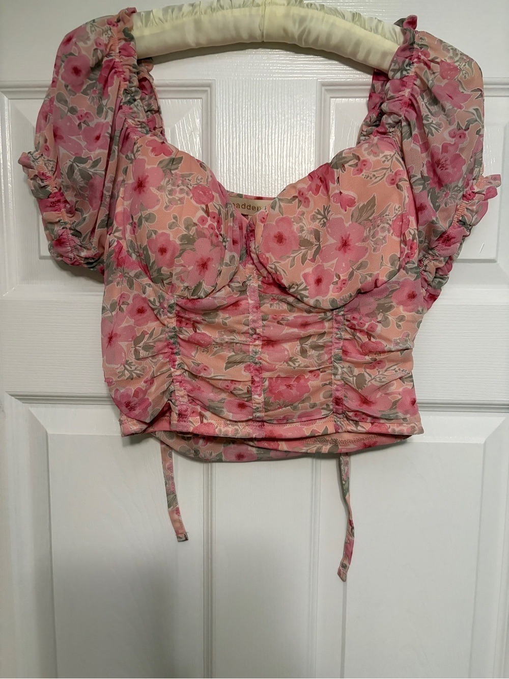 Madden Girl Cottagecore Crop Top Feminine Romantic Corset Blouse Top L Summer